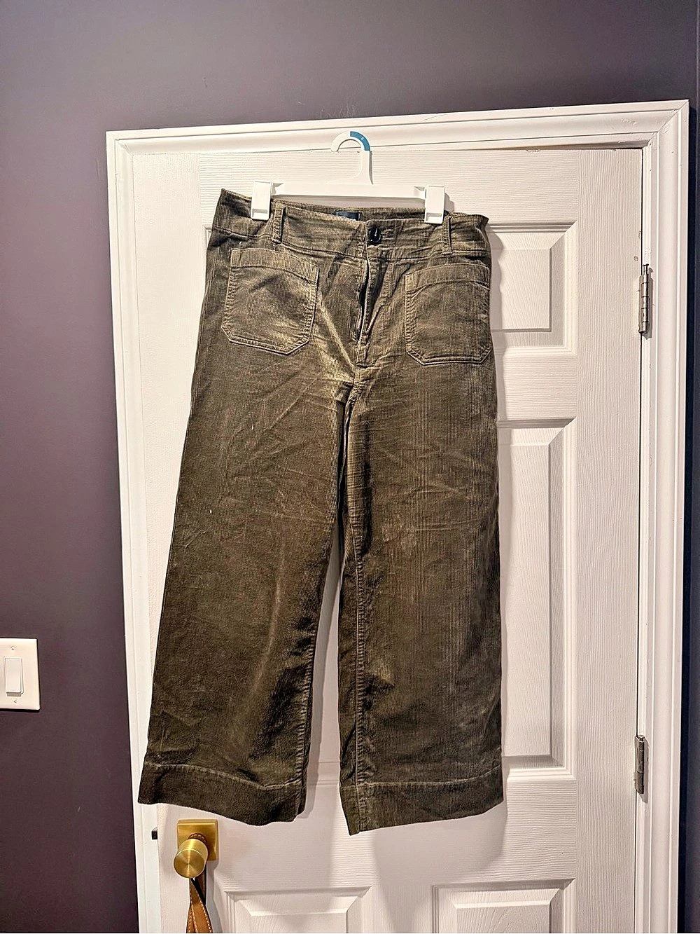 Maeve The Colette Cropped Corduroy Wide-Leg Pants Wide Leg Pants Waist 32 olive